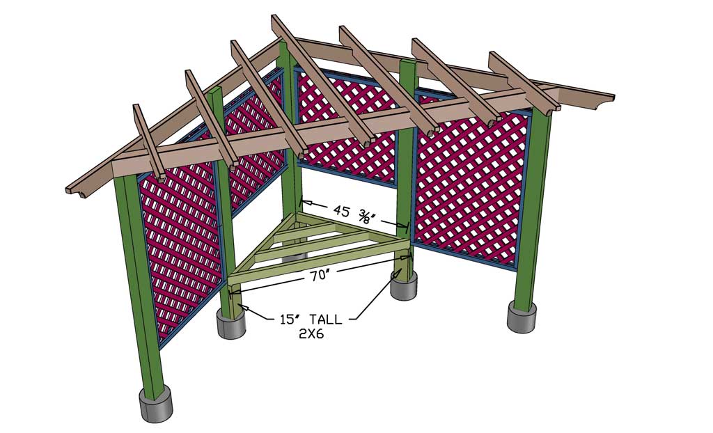 installing seating frame for arbor trellis
