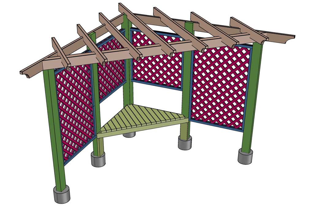 installing seating for arbor trellis