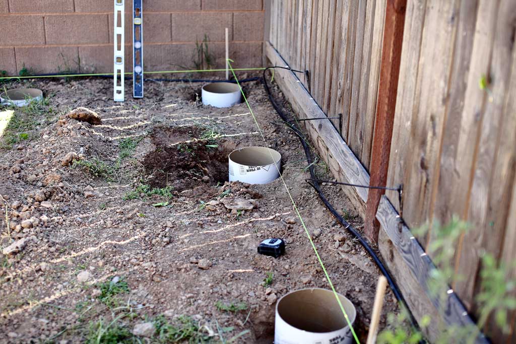 installing concrete tubes for concrete footings