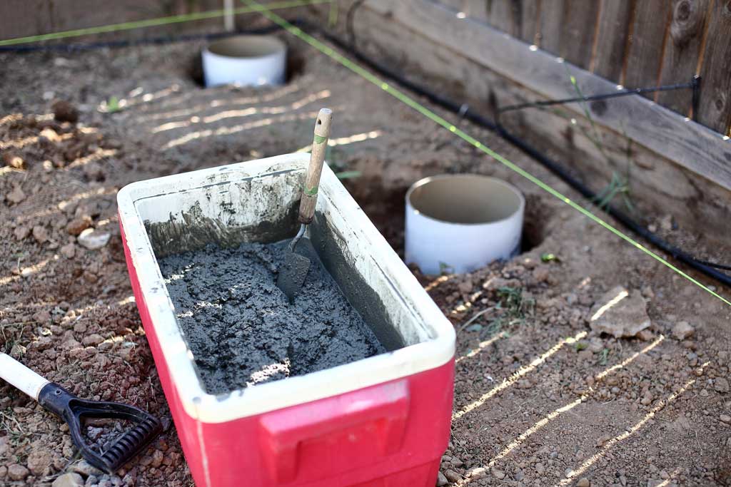 mixing concrete for footings