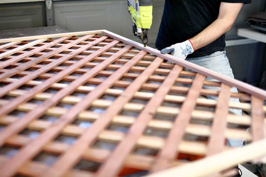 installing frame around trellis