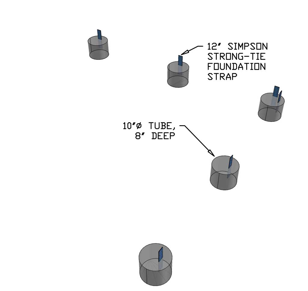 concrete footings for DIY Garden Arbor with a Bench