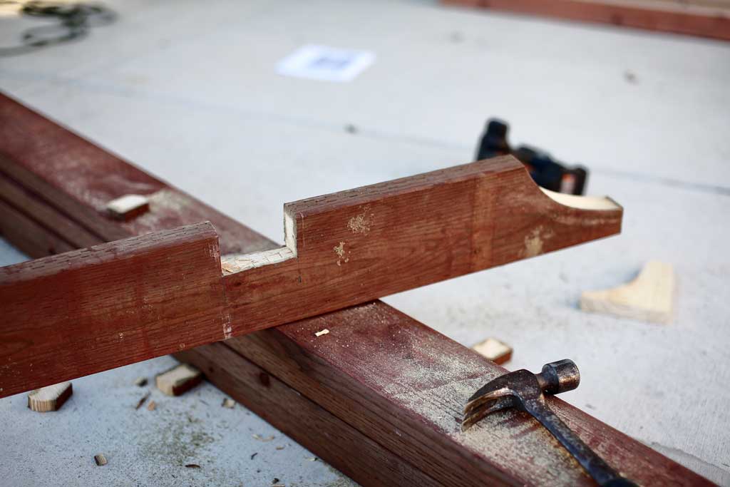 cutting notches in roof trusses for arbor