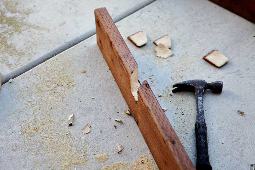 cutting notches with wood