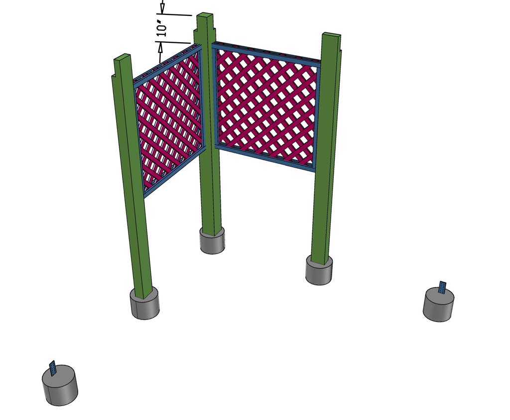 installing posts for arbor trellis with bench