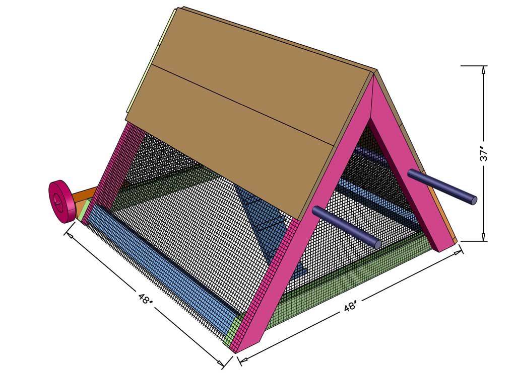 DIY mobile triangle-shape chicken coop dimensions