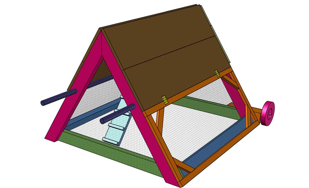DIY mobile triangle-shape chicken coop