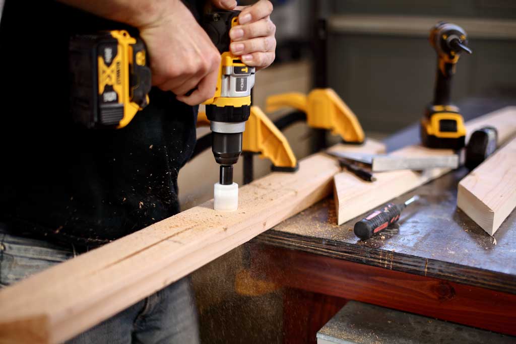 drilling holes in wood