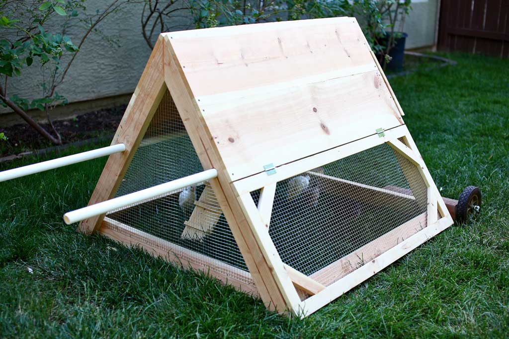 DIY mobile triangle shape chicken coop