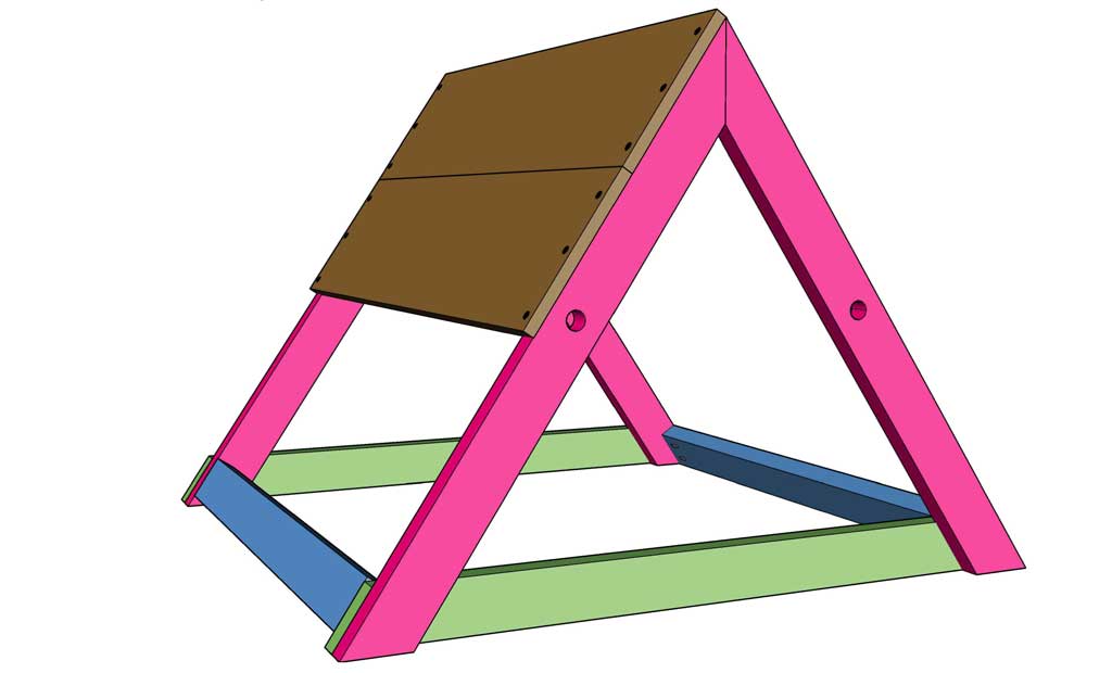 attaching roof boards to the chicken coop