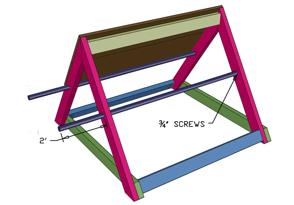 inserting handles for chicken coop
