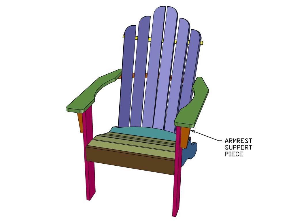 attaching arm rest supports for Adirondack chair
