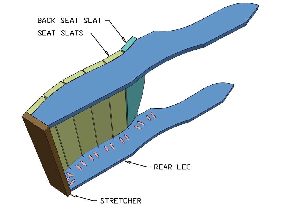 attaching seat slats of the DIY Adirondack Chair
