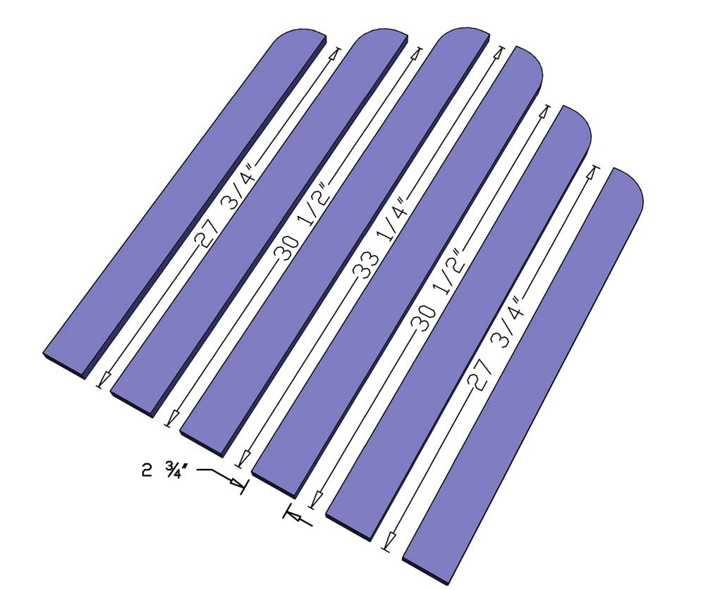 back slats for DIY Adirondack Chair