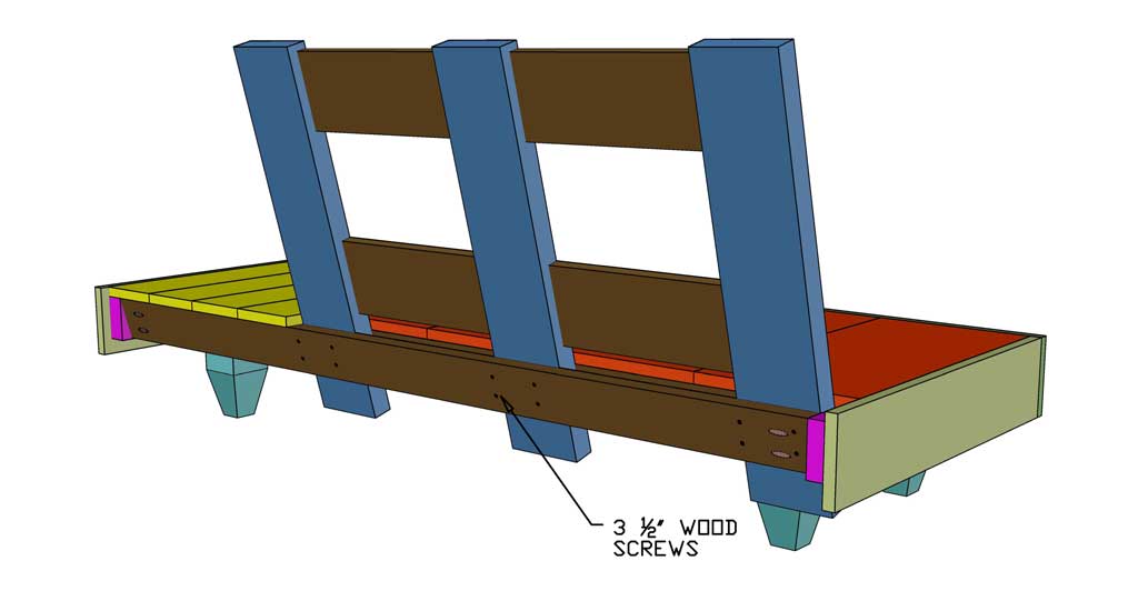 attaching the backrest to the diy sofa