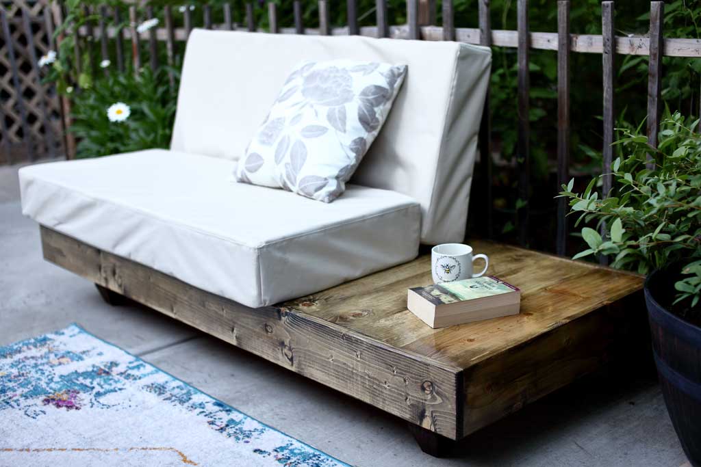 DIY outdoor sofa with cushions