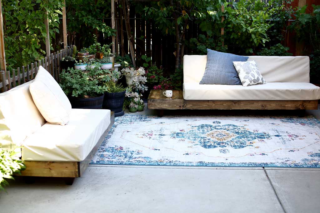 DIY outdoor sofa with cushions