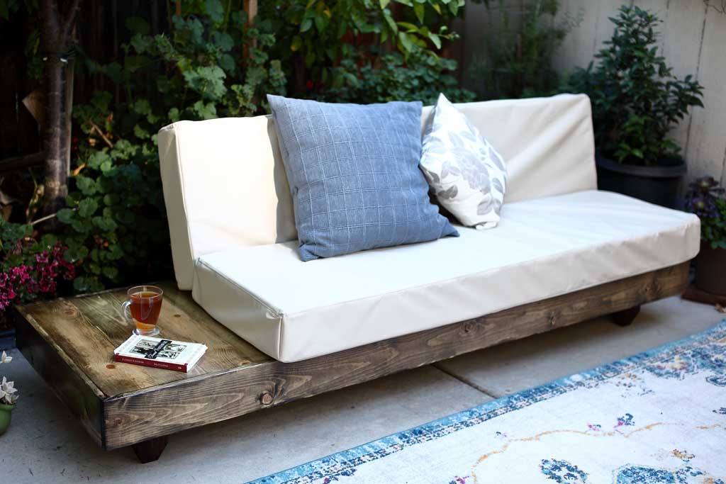 DIY outdoor sofa with cushions