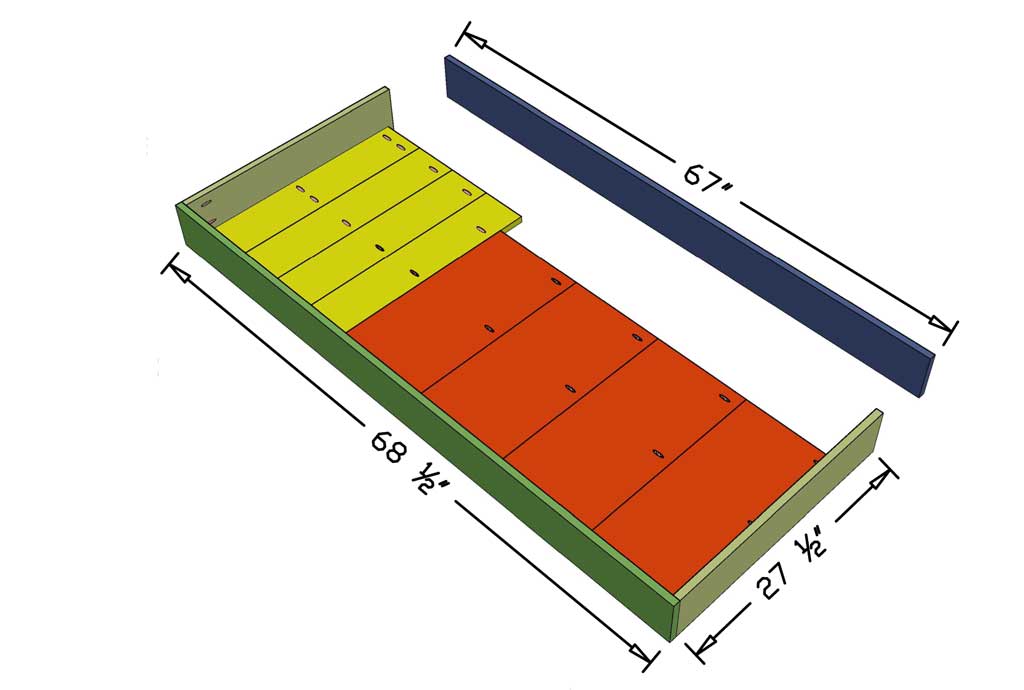 attaching rails around the diy sofa