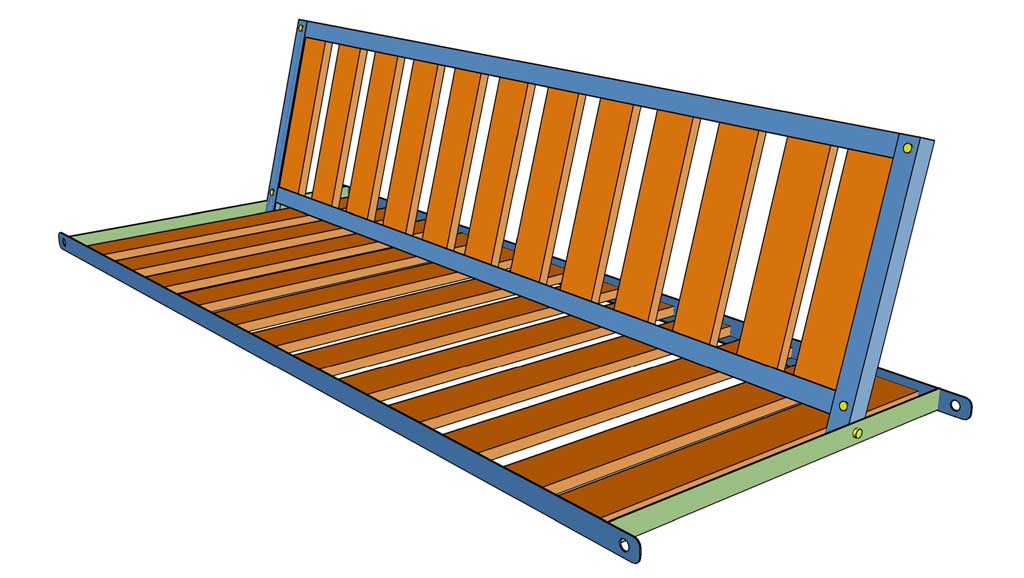inserting wood pieces for the seat of the Outdoor Arbor Swing