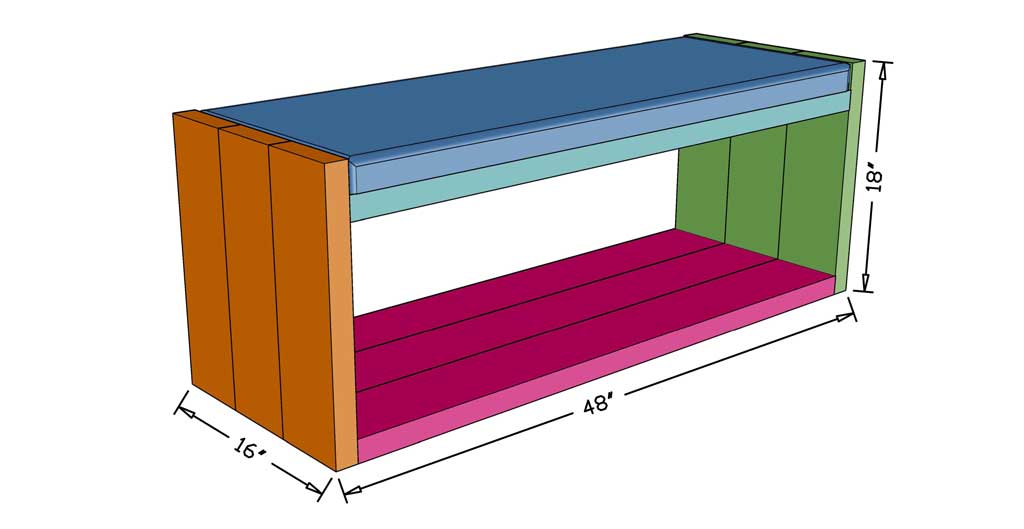 DIY Bench with Fabric Seat dimensions