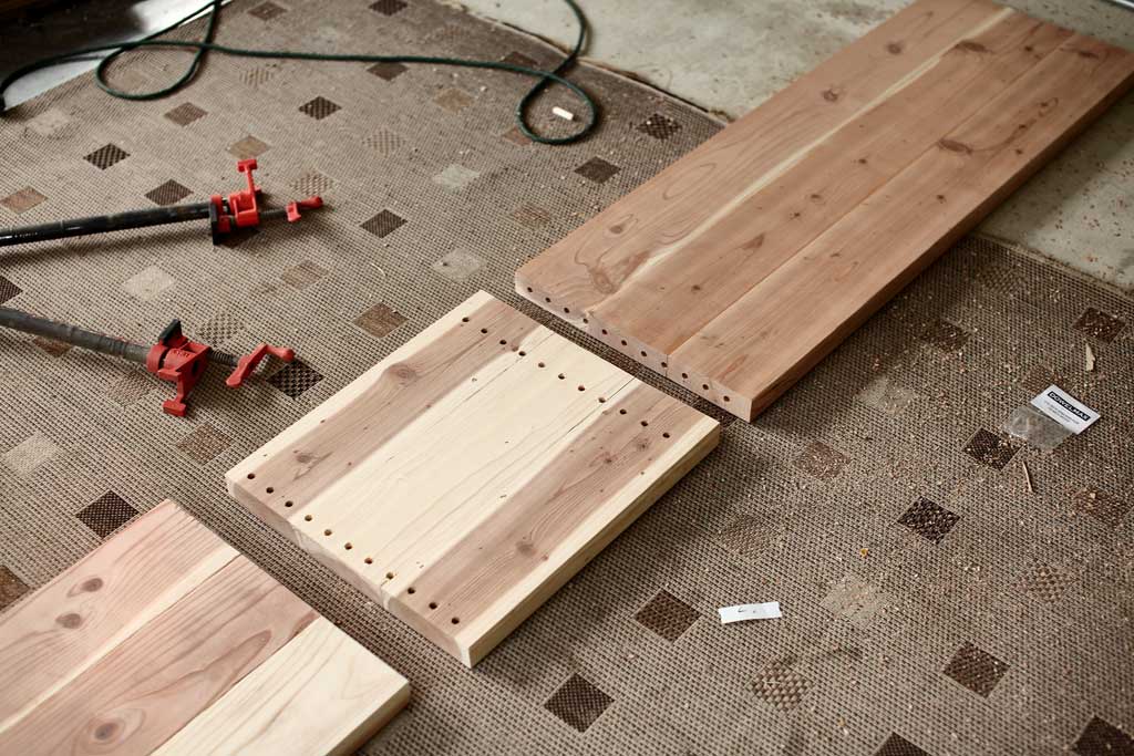 bench section to be assembled together