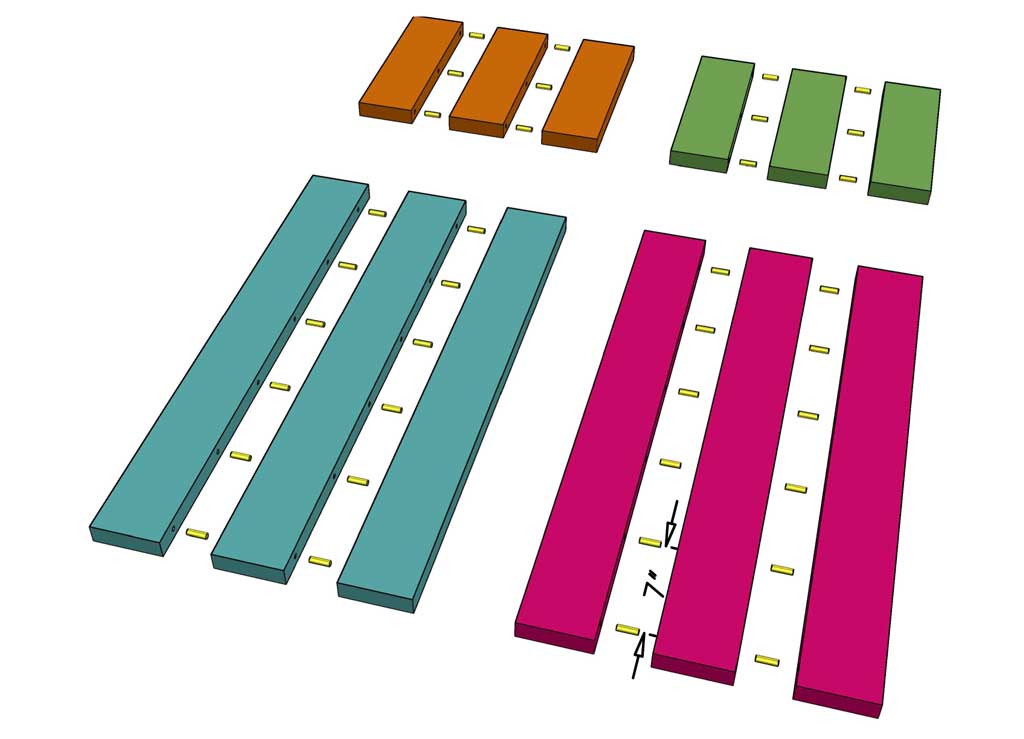drilling dowel holes for bench