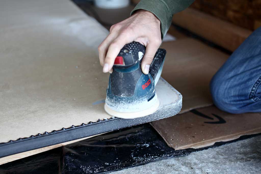 sanding epoxy with random orbital sander