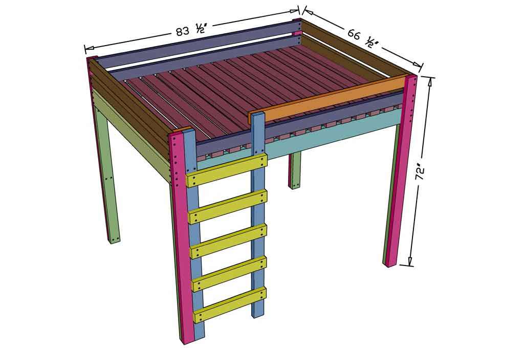 DIY Queen Size Loft Bed dimensions