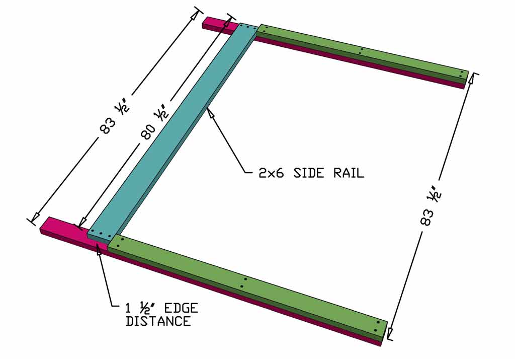 attaching side rail to DIY Queen Size Loft Bed