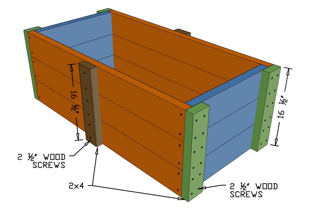 attaching middle boards to planter box