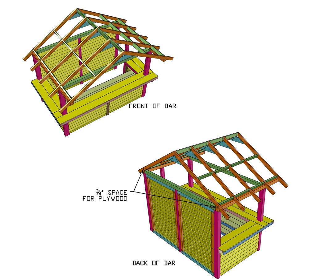 attaching roof trusses to diy bar