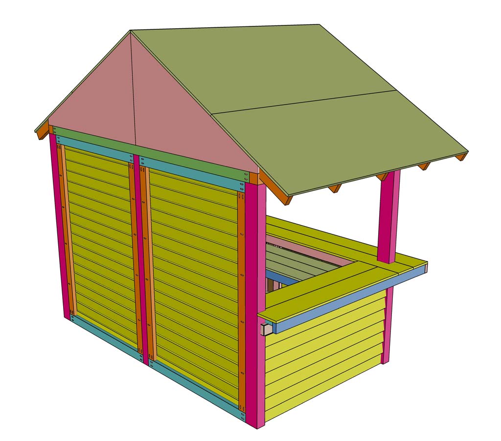 installing plywood on roof of bar