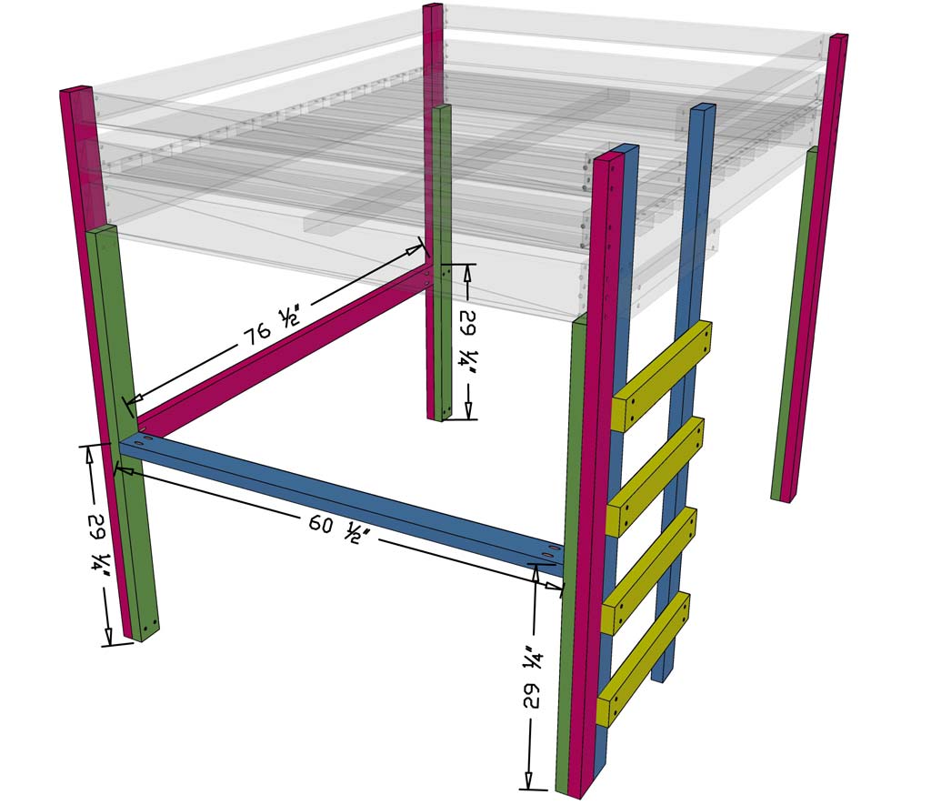 attaching frame boards for desk of the loft bed