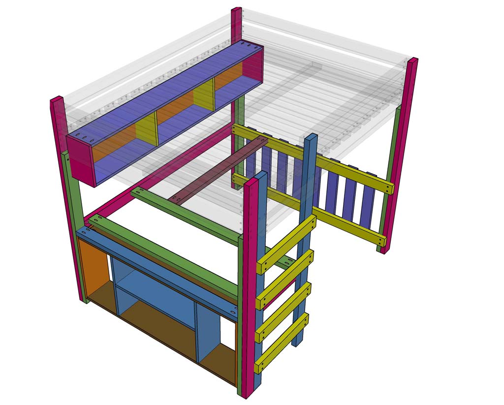 attaching shelf to loft bed