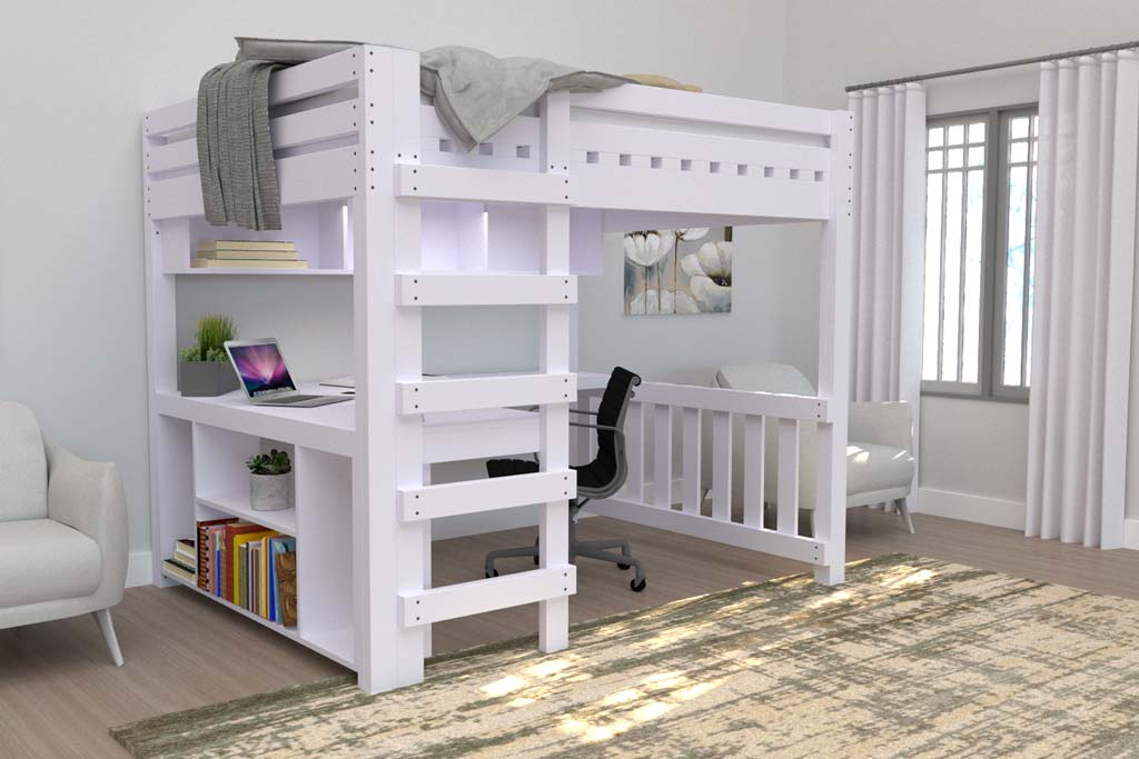 diy queen size loft bed with a desk