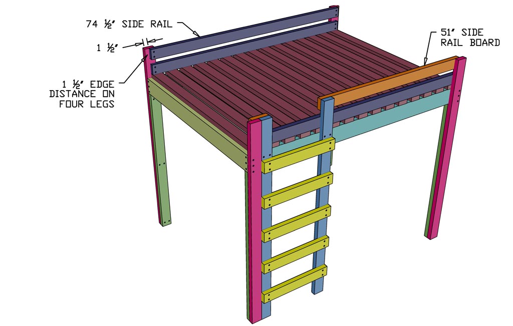 attaching rails to loft bed diy