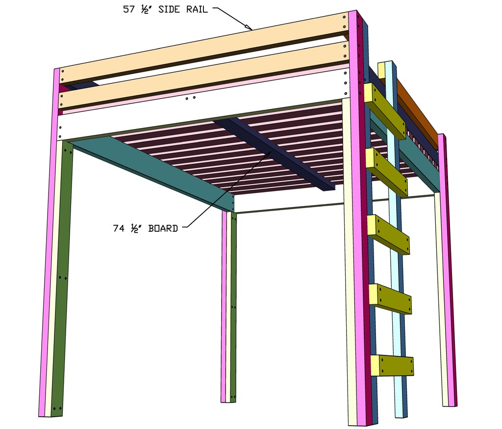 attaching rails to loft bed