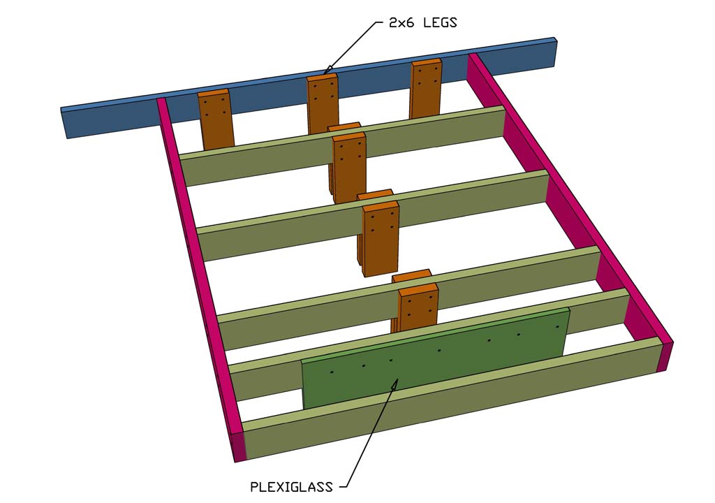 attaching legs to DIY Floating bed