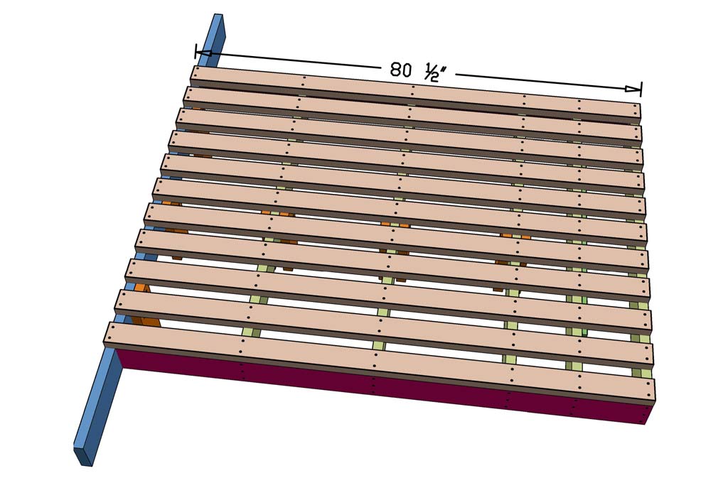 attaching slat boards to DIY Floating bed