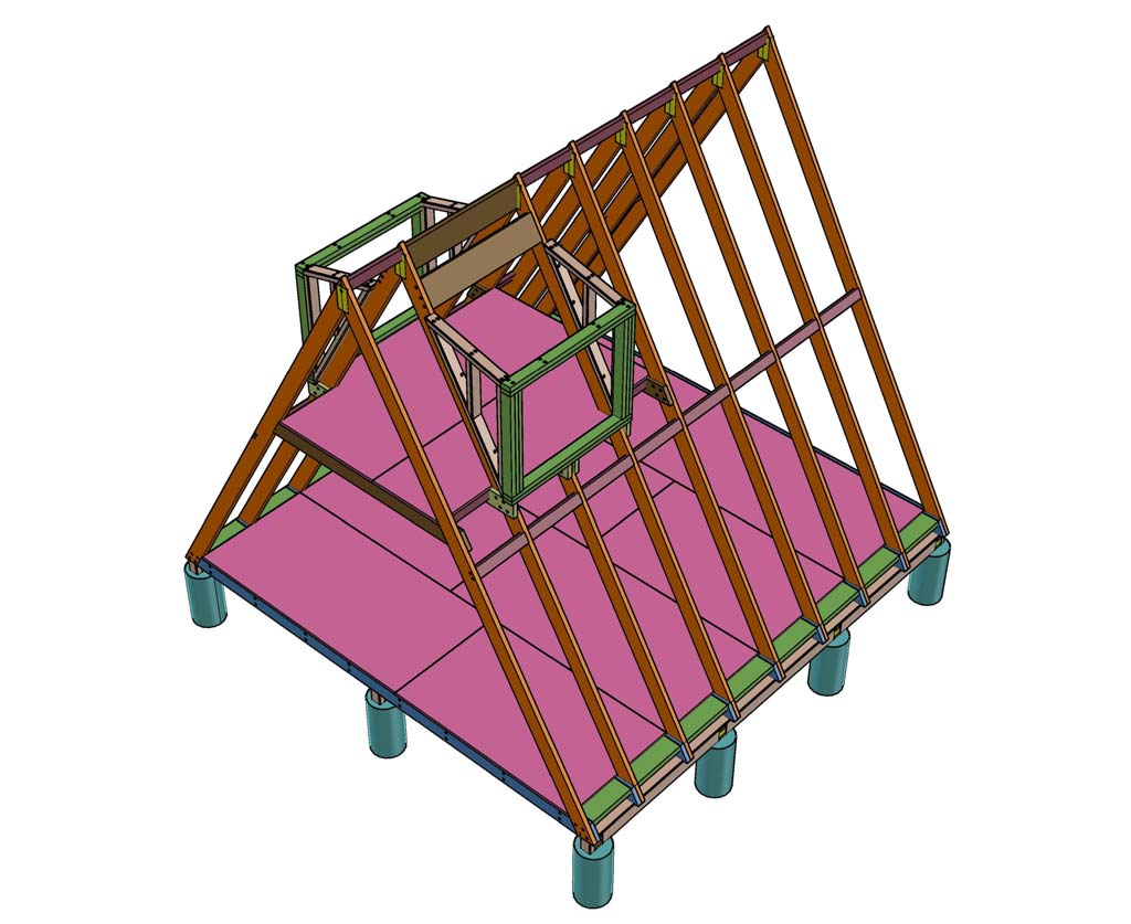 building dormers with windows for A-Frame House