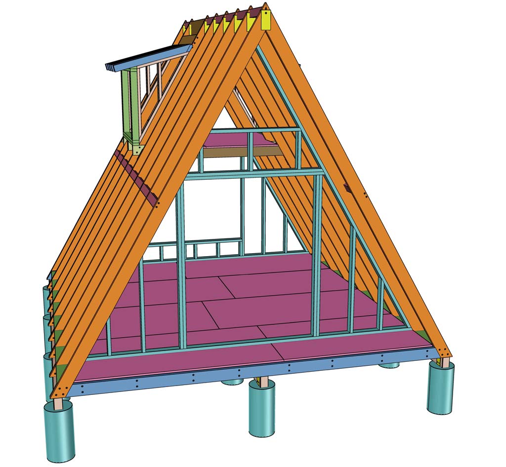 building walls for A-Frame cabin