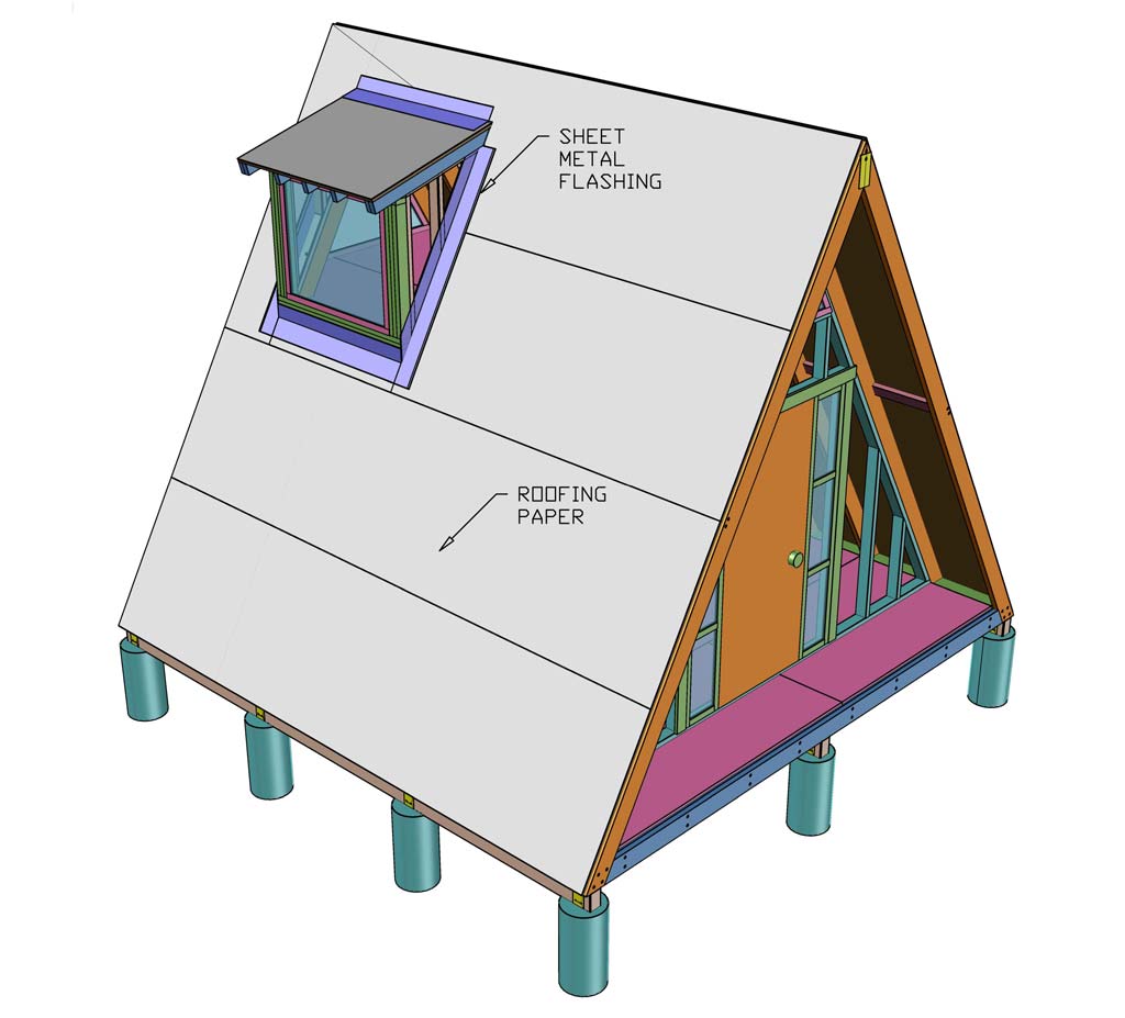 metal flashing for roof of an A-Frame House