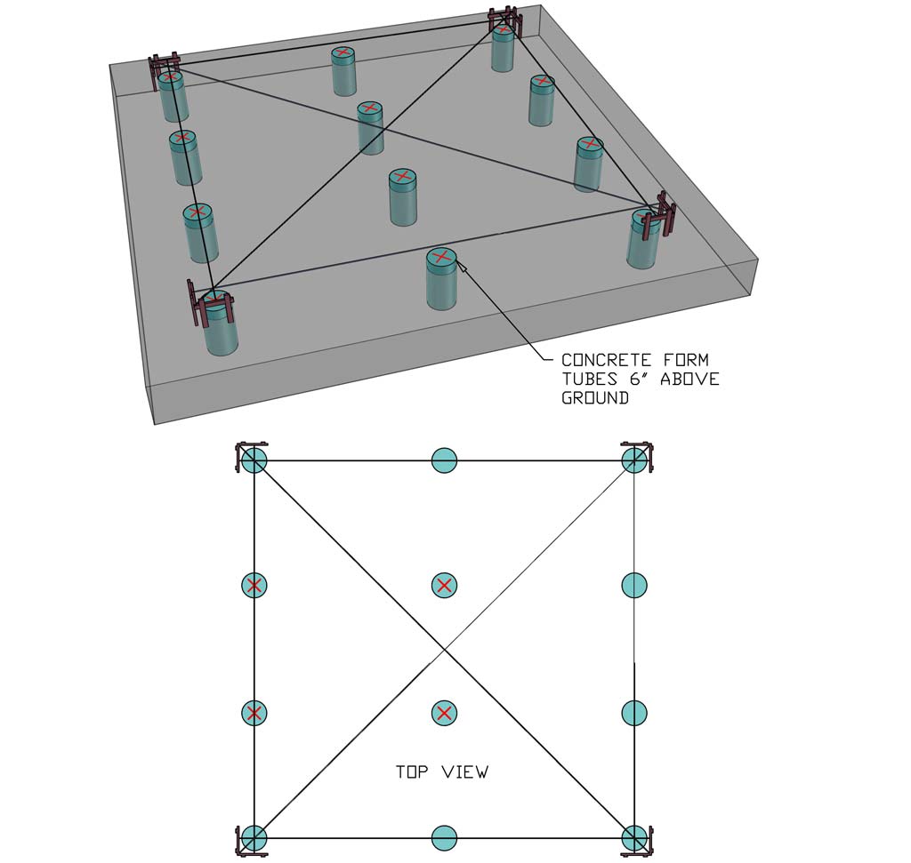 laying out piers for foundation of A-Frame House