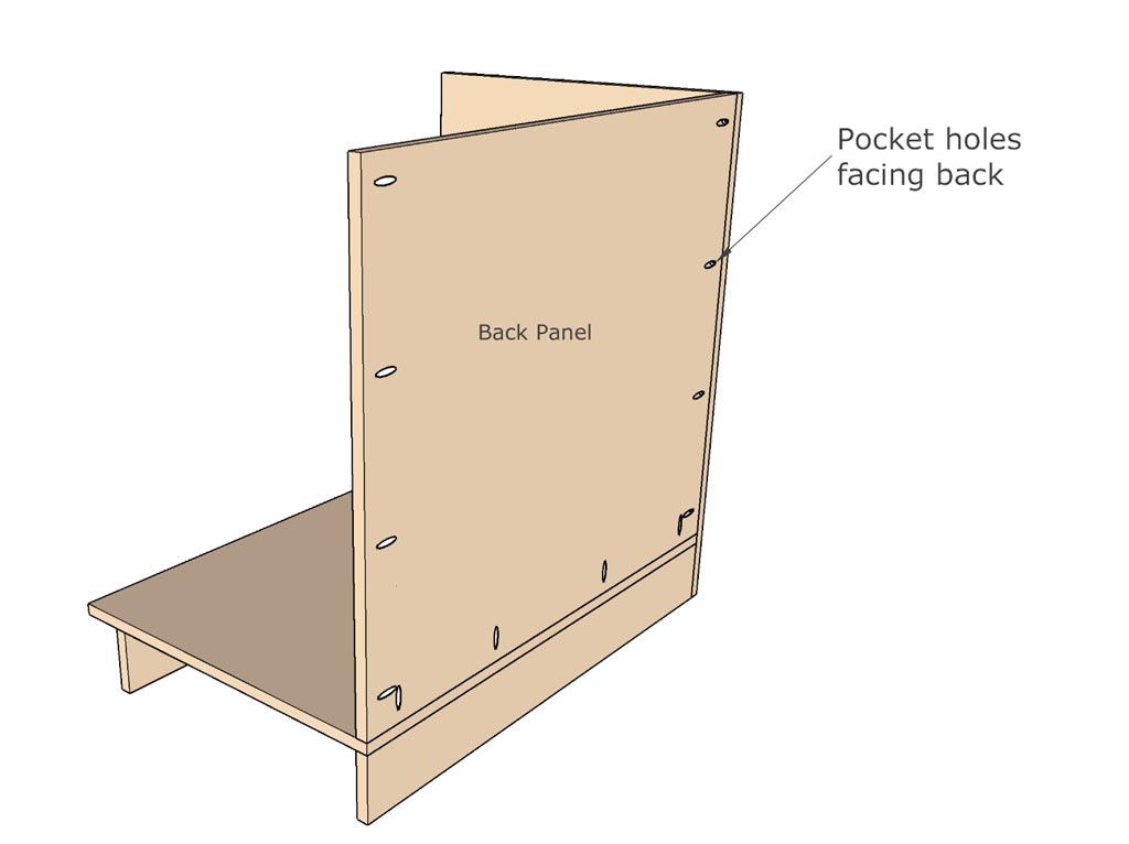 installing back board to DIY Kitchen Cabinets 36"