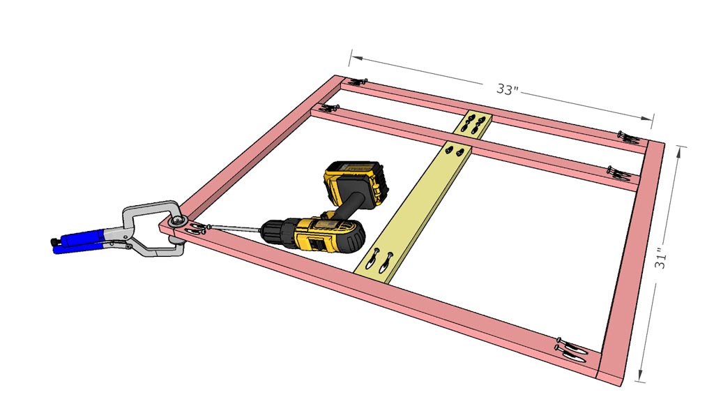 driving in pocket hole screws for DIY Kitchen Cabinets 36"