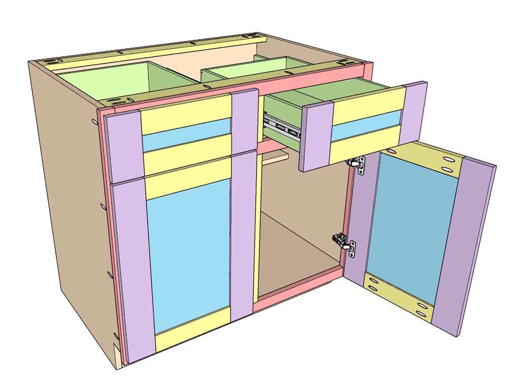 installing door and drawer cover for DIY Kitchen Cabinets 36"