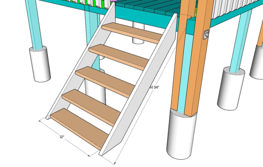 adding stairs to the DIY Playhouse for Kids