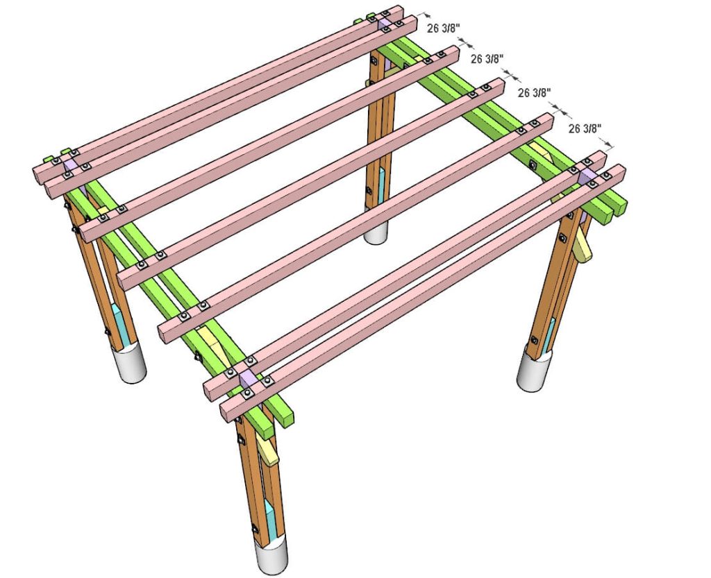installing beam to DIY Pergola