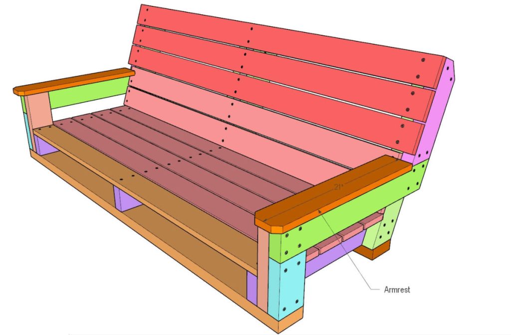 attaching armrest for DIY Swing Bench